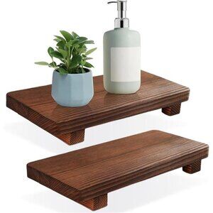 Wood Soap Tray Set Rustic Wooden Riser Decor Display Bathroom Kitchen Counter